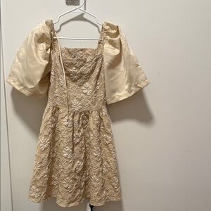 Elegant Cream Puff Sleeve Dress